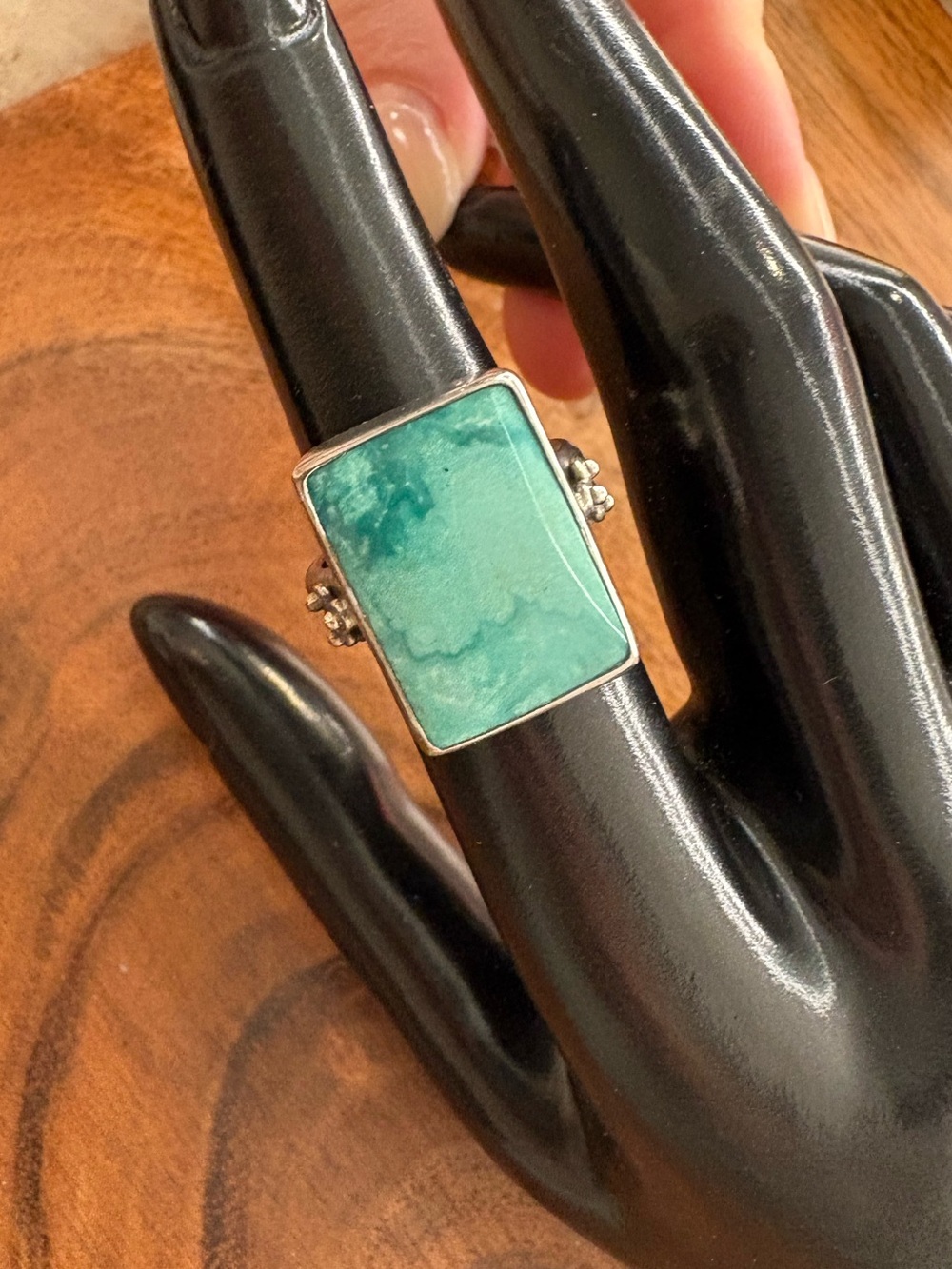 Vintage Navajo Chipita Sterling Silver Turquoise Ring - Size 5 and 3/4